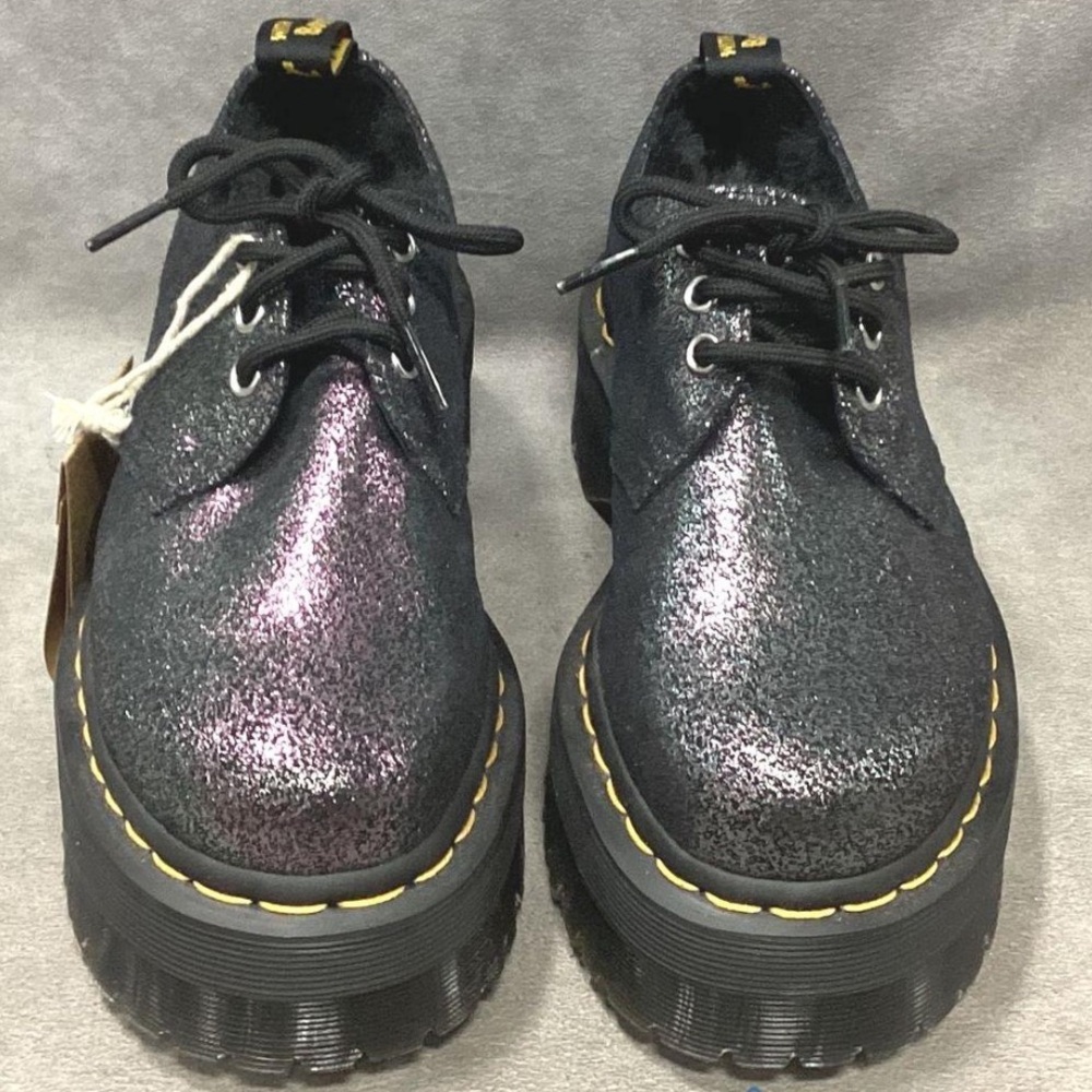NWT Dr. Martens 1461 Quad Faux Fur Lined Metallic Platform Shoes Size 6